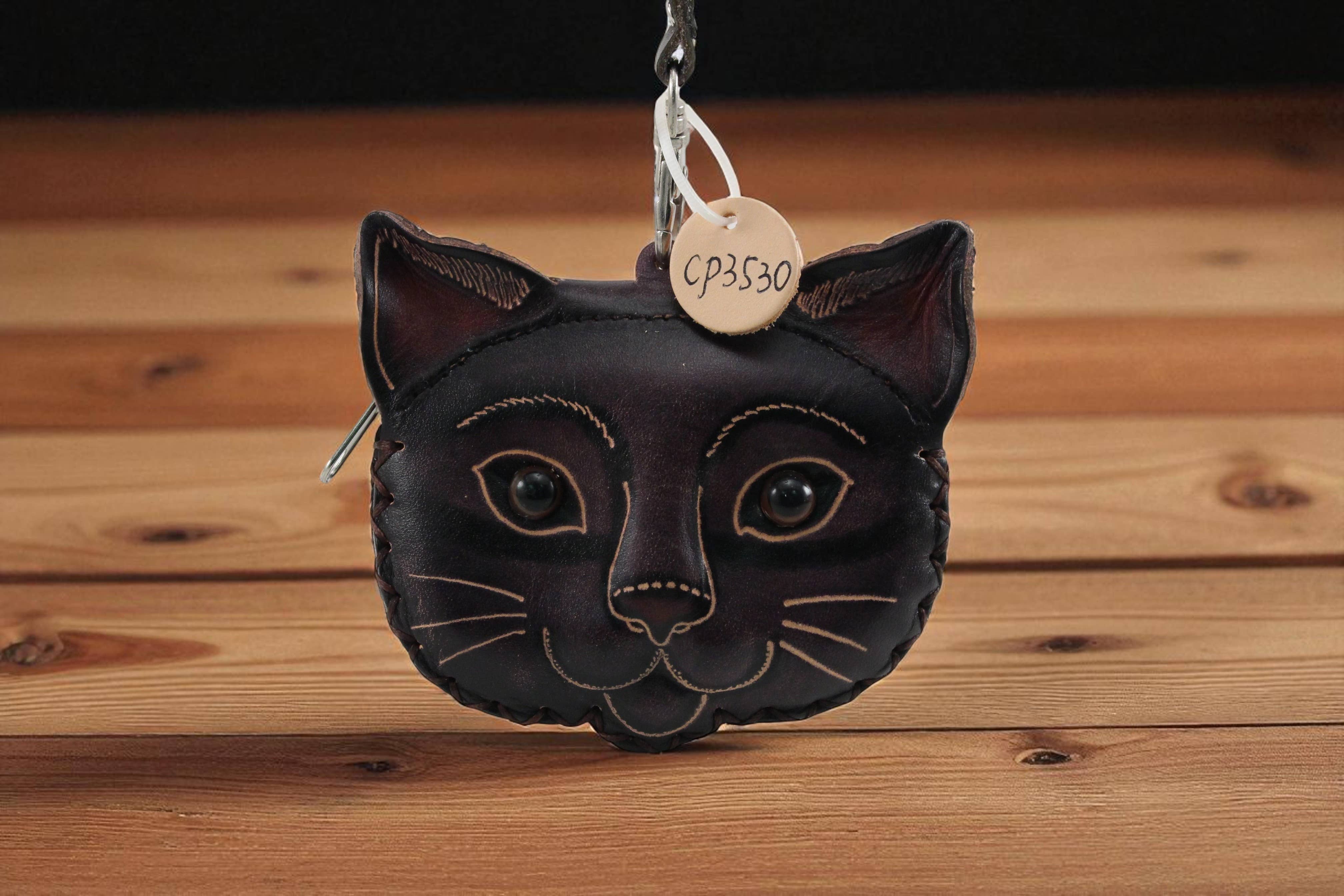 Sunflower Handmade leather inc – wholesale Coin purse – Women’s – Cp3530 Black Cat Coin Purse wristlet wallet3