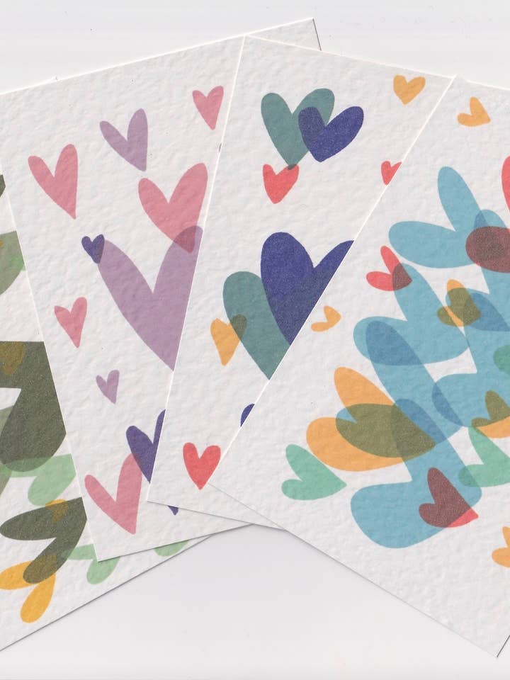 Rainbow hjerter postkort sæt for engroshandel hos Jenny Robson Design
