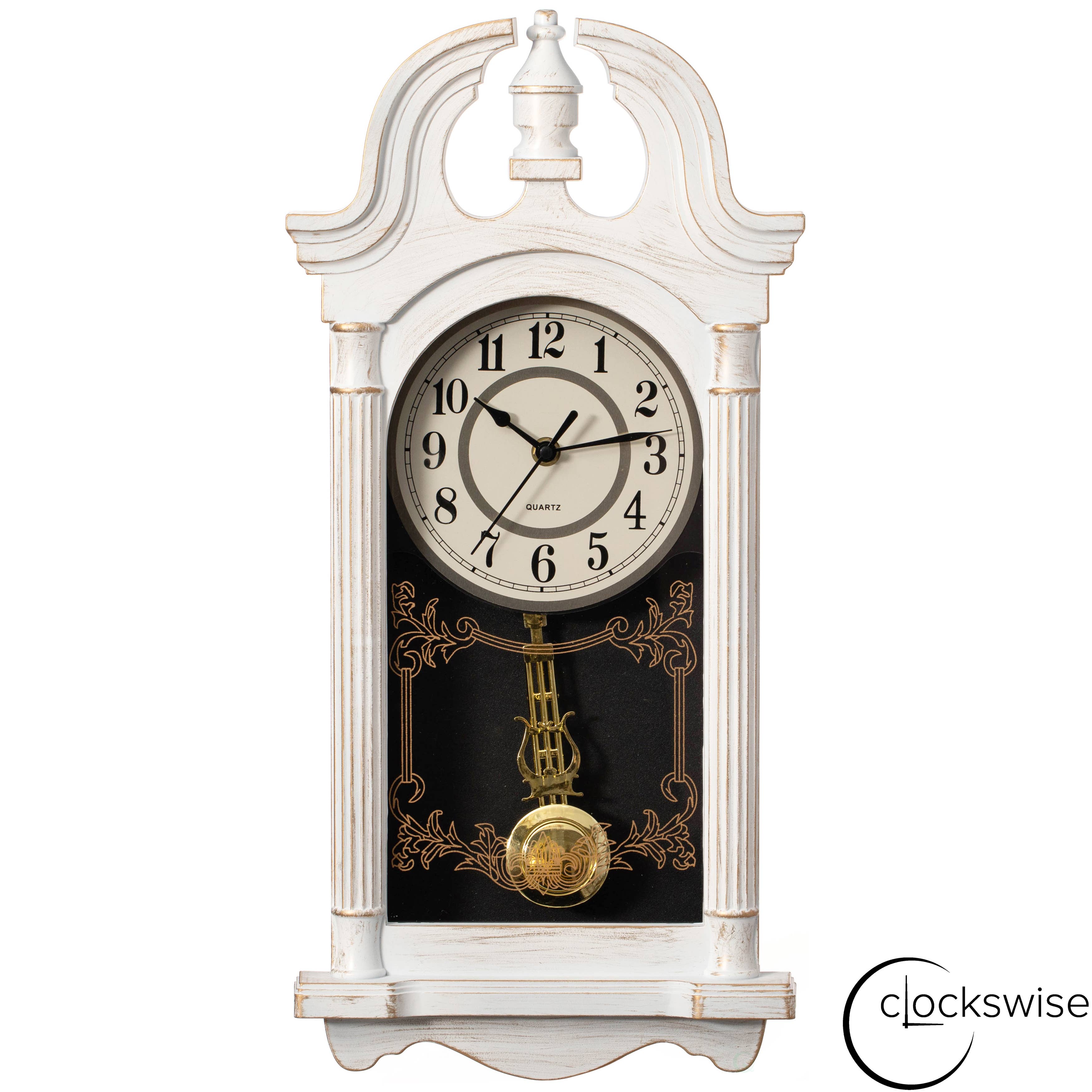 Quickway Imports - Wholesale Wall Clock - Vintage Grandfather Wood Looking Plastic Pendulum Wall Clock25