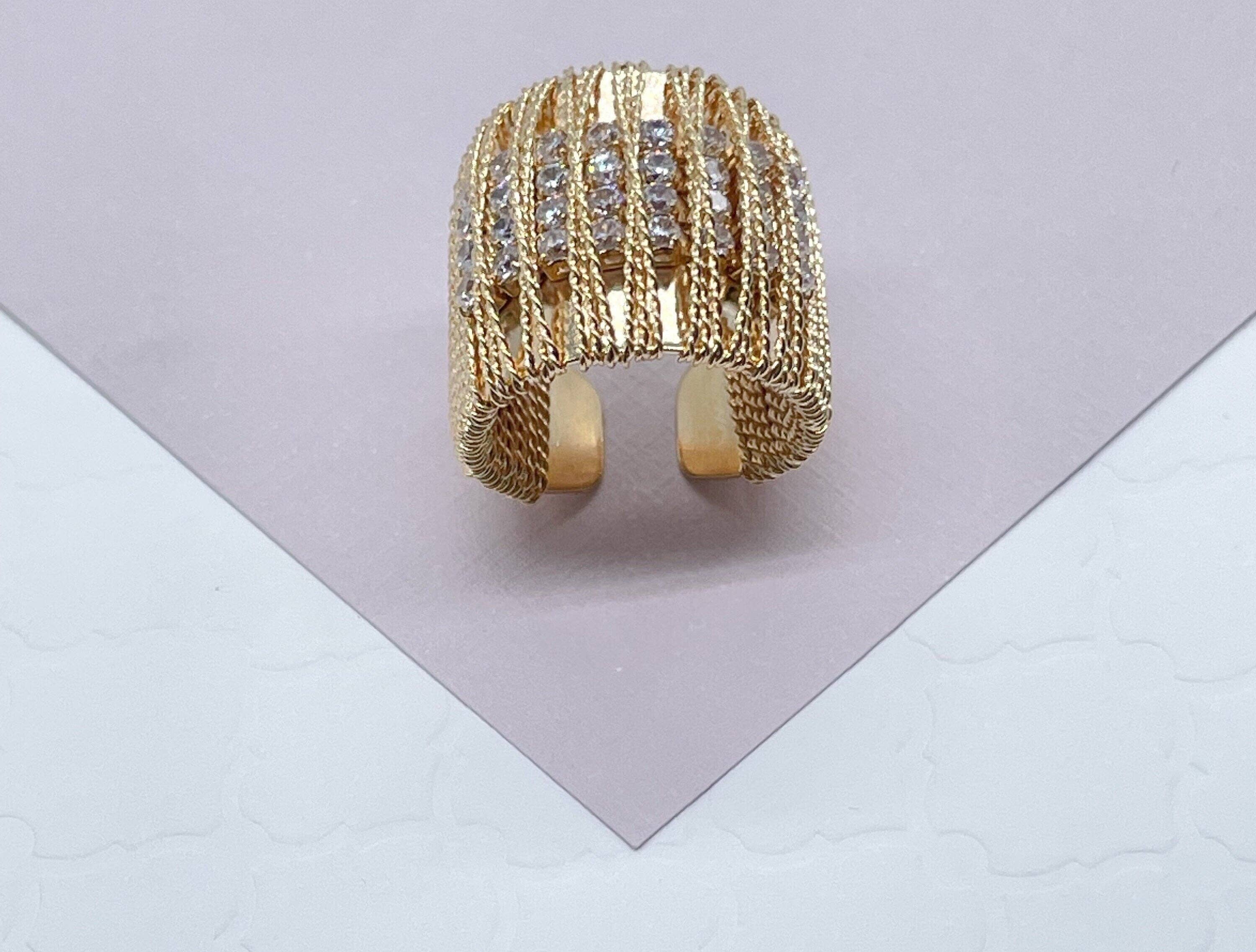 Milie - Vente Bague avec plusieurs pierres - Bague épaisse en or 18k GF avec zircon cubique2