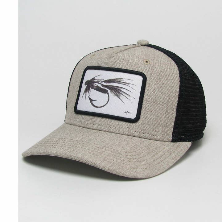 B&W Fly Roadie Trucker Hat in Heather Tan/Black for wholesale by Aisling