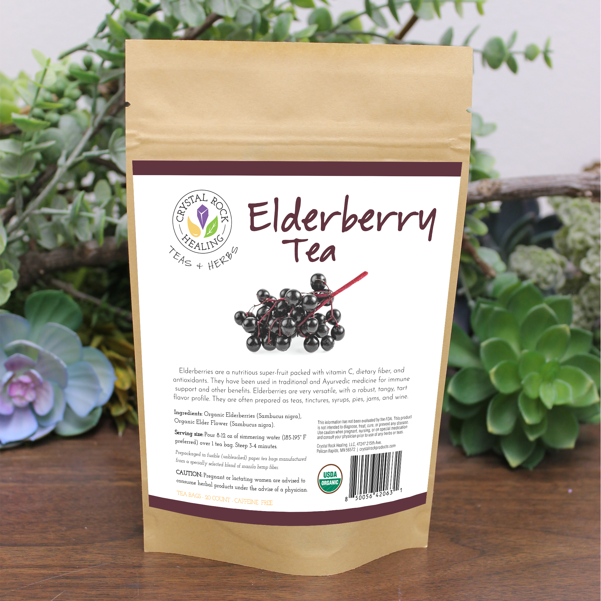 Crystal Rock Healing, LLC - Wholesale Herbs - Elderberry Tea Bag 20ct Organic0
