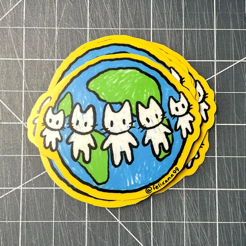 felixann99 - Wholesale Sticker - Earth Cats Vinyl Sticker For Kindle, Laptop, Journal2