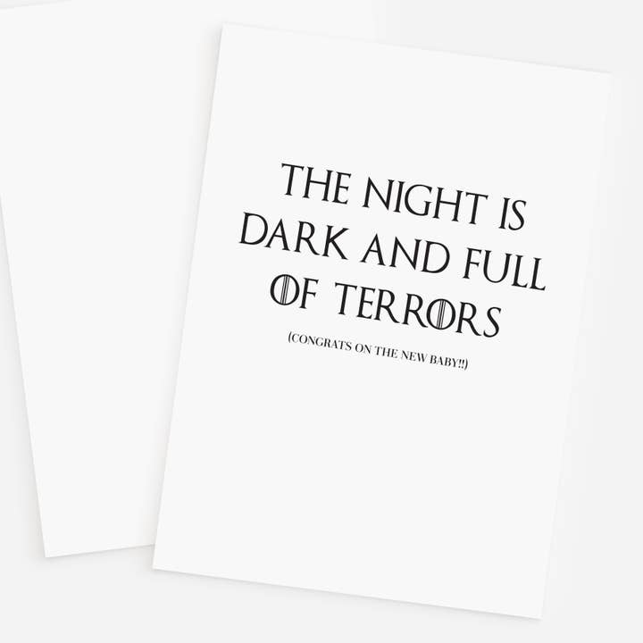 Elemenopee Design – Großhandel Babykarte – Babykarte „Die Nacht ist dunkel und voller Schrecken“