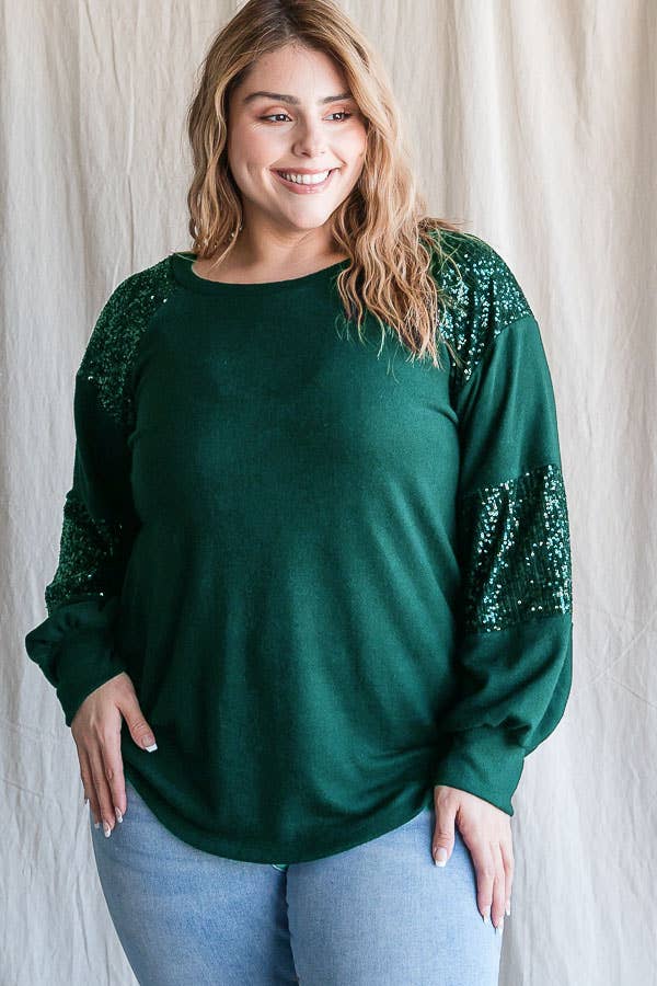 7th Ray – wholesale Stickad topp - Dam – [PLUS SIZE] Vardaglig stickad topp med biskopsärmar T4399XL19
