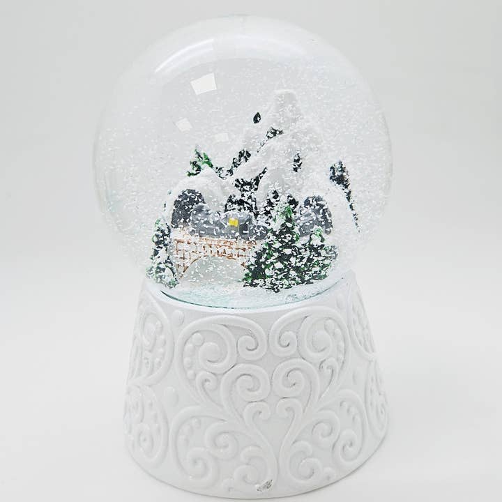 Schneekugelhaus - Wholesale Snow Globe - Nostalgic Snow Globe Mountain Landscape on White Base9