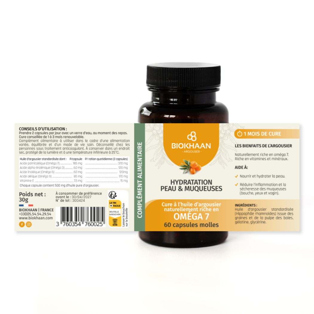 BIOKHAAN - Wholesale Oral Supplement/Vitamin - 60 Seabuckthorn Softgels /Moisturing skin & Mucous membranes4