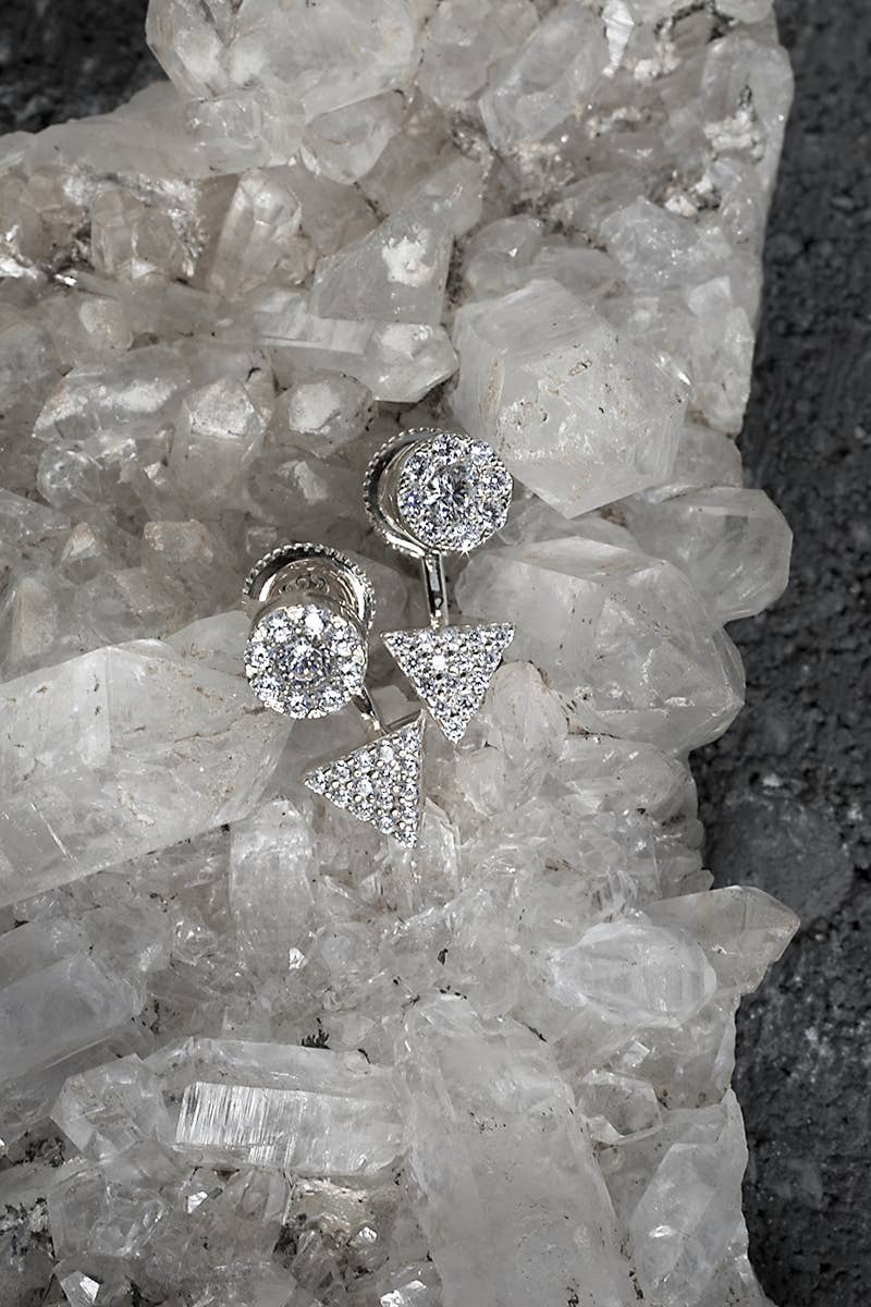 Native Gem - Vente Clous d'oreille - BOUCLES D'OREILLES TRIANGLE CERCLE - ARGENT STERLING