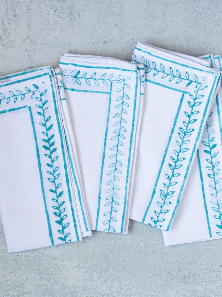 Dinner Napkins (set of 4) - Vine Border Outline, Saltwater for wholesale by Mended
