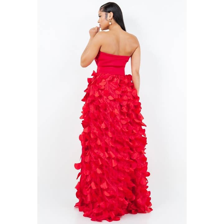 RED SOLID STRAPLESS MAXI DRESS for wholesale on Faire