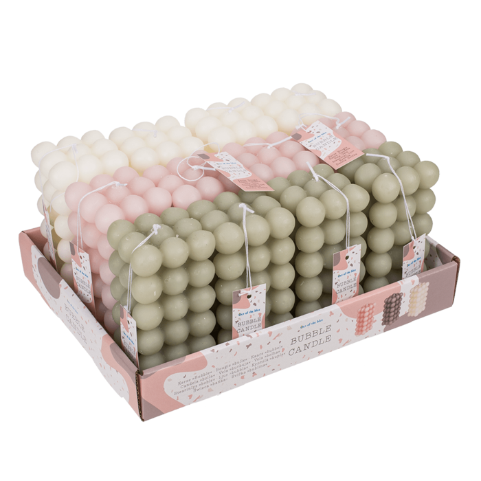 Out of the blue KG - Wholesale Grappige kaars - Bubble-kaars, ca. 6 x 12 cm, assorti in 3 kleuren2