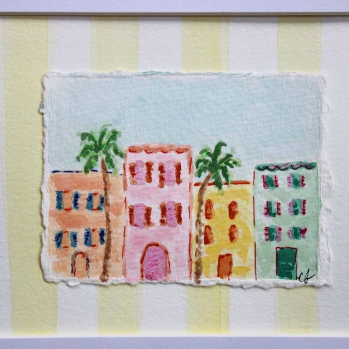 Charleston, South Carolina Watercolor Painting with Frame for wholesale by Courtney Foley
