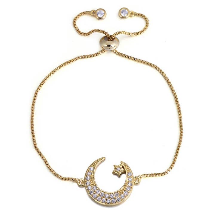 Moon & Stars Adjustable Bracelet for wholesale by Love & Light Jewels