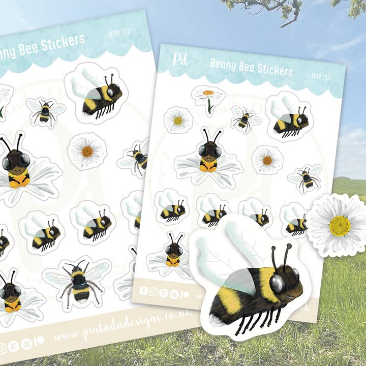 Benny Bee Sticker Sheet for wholesale by Pintada Designs