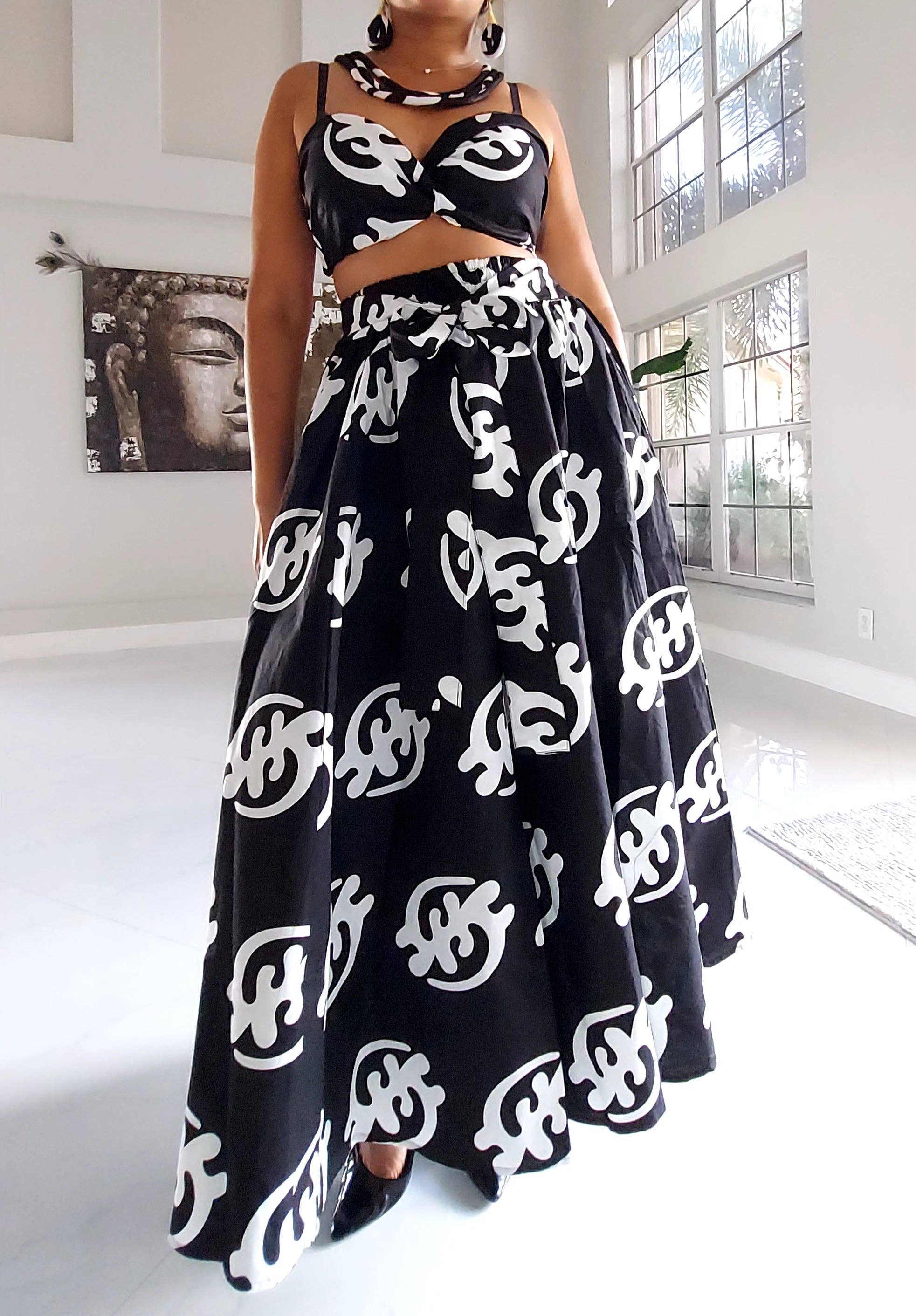 India Batik - Wholesale Rok - Dames - 7001- Lange wijd uitlopende maxirok - zwarte gynamee3