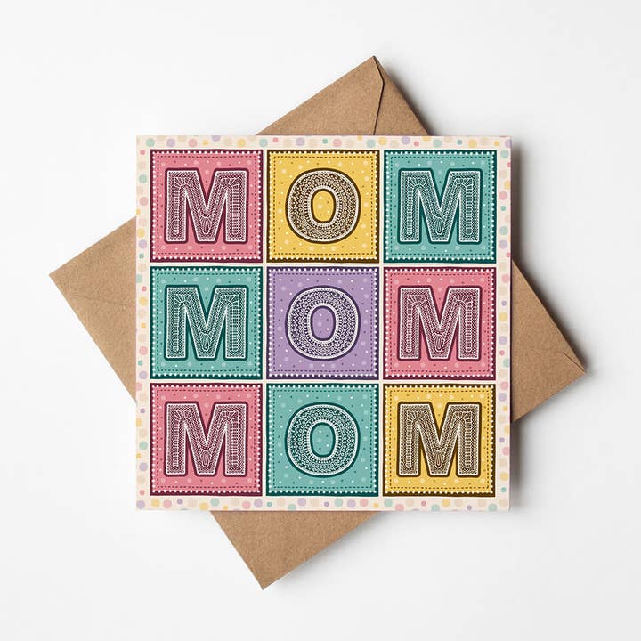 Colourful MOM Mother’s Day Card for wholesale by Jess A Little Creative