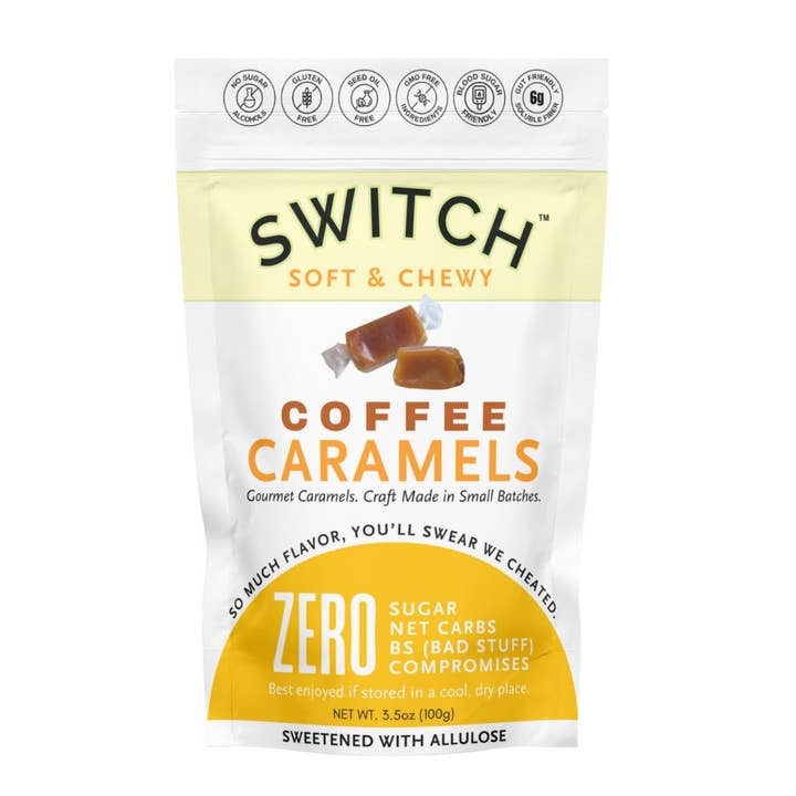 SWITCH® Coffee Caramels - 3.5oz Bag for wholesale by SWITCH® (Scrummy Sweets Co.)