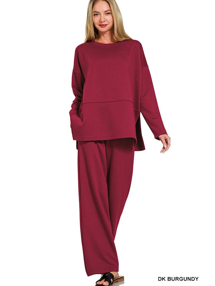 42POPS - Wholesale Lounge Set - Women's - ...1024 Scuba Side Slit Top & Pants Set SI-289682