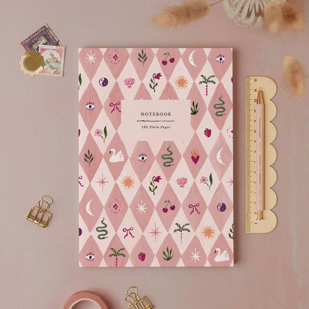 Sister Paper Co. - Wholesale Notebook - Blush Harlequin Notebook | Plain Page Journal | Notebooks