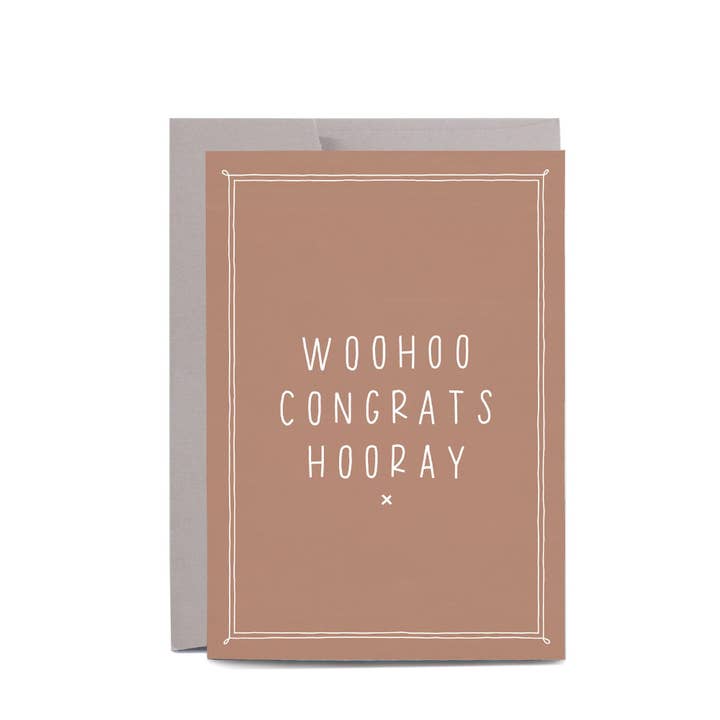 Woohoo Congrats Hooray Blush Greeting Card for wholesale by In the Daylight
