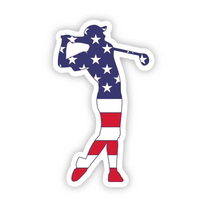Golfer Sticker - USA Flag for wholesale by Big Moods