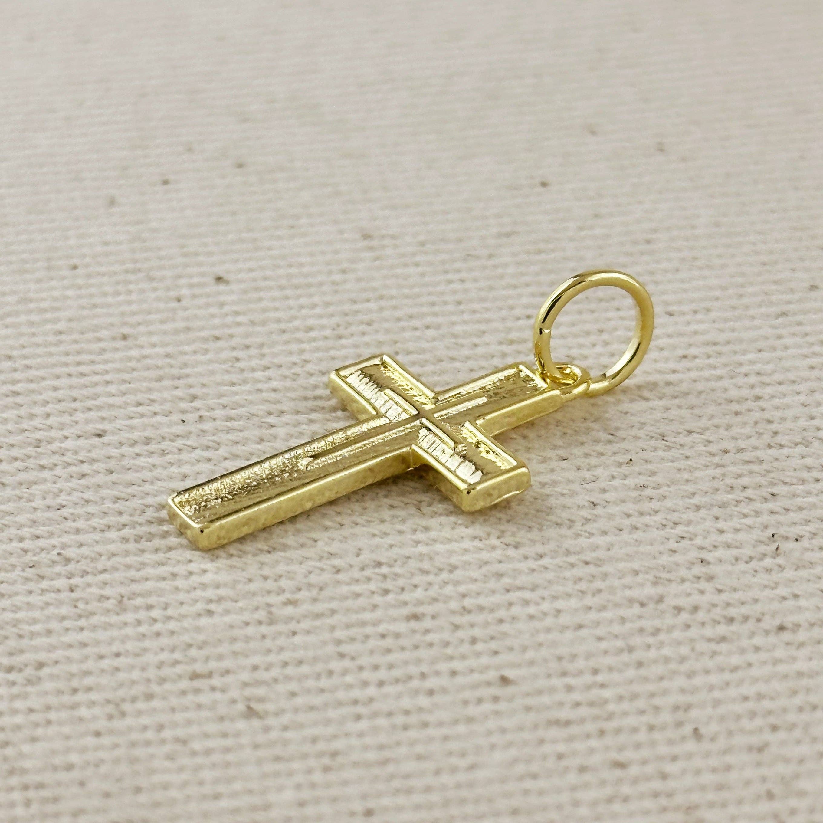 GoldFi – wholesale Individual charm/pendant – 18k Gold Filled Textured Cross Charm5