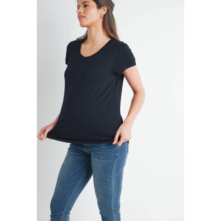 Hello Miz - Wholesale Nursing Top - Maternity - Round Neck Maternity Nursing Pocket T-Shirt 2