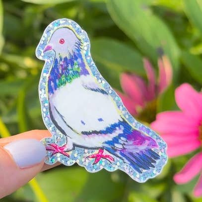 Refuge Studios Iowa City - Wholesale Sticker - Glitter Pigeon Sticker