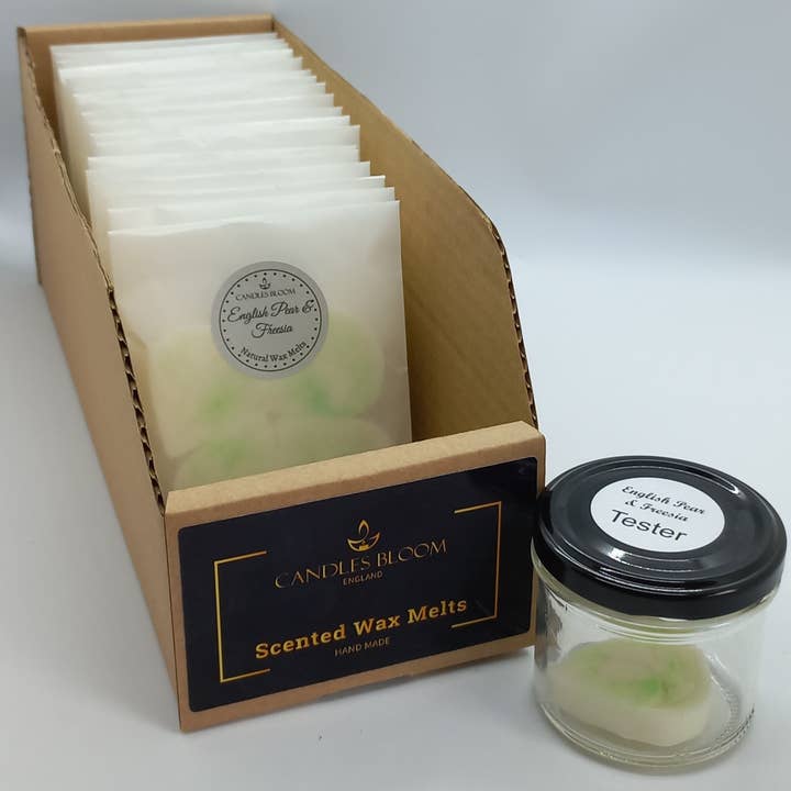 English Pear & Freesia Wax Melts - Counter Display Box for wholesale by Candles Bloom Limited