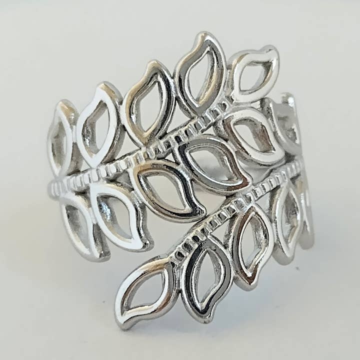Leaf Ring, Silver Leaf Ring, Nature Ring for wholesale by Piccadilly Pendants