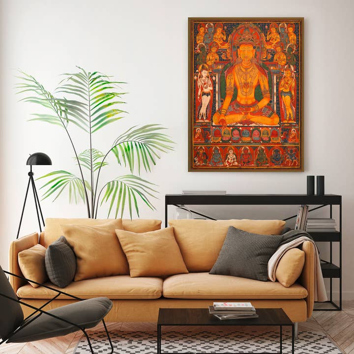 Quadro arte asiatica, stampa su tela: Buddha Ratnasambhava per la vendita all'ingrosso da parte di Selected Artworks Italia