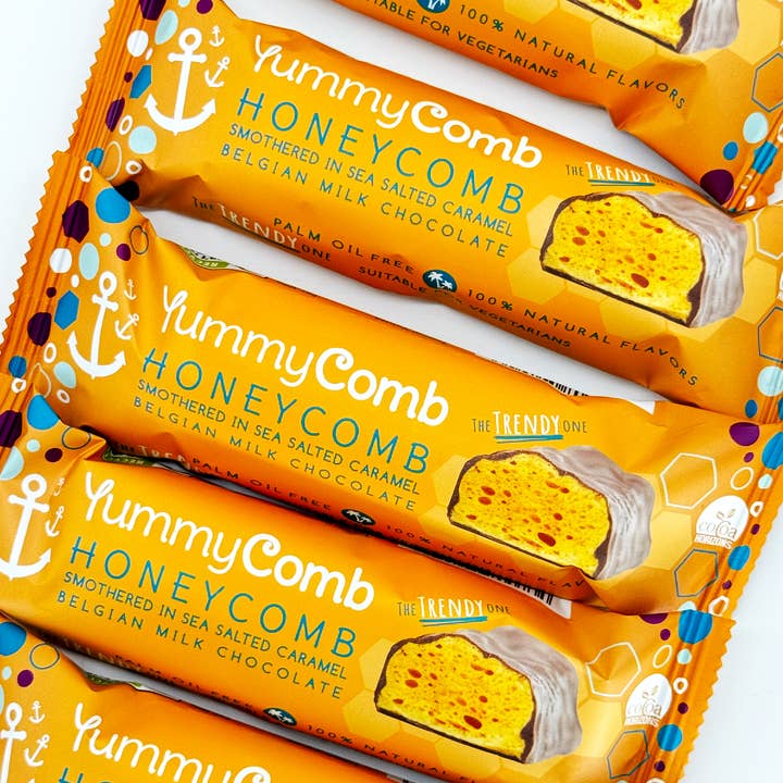 12 x Barre en nid d'abeille au chocolat au lait belge au caramel salé pour la vente par Yummycomb