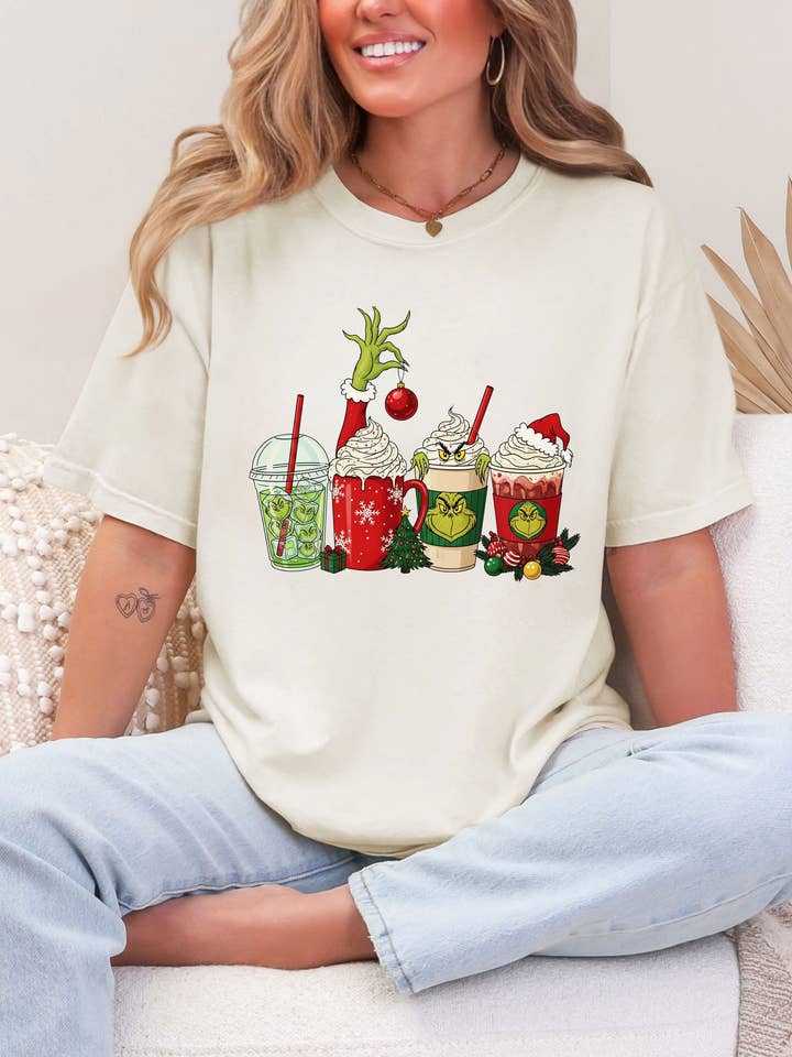 Grinchy Christmas Drinks T-Shirt, Festive Holiday Beverages and other Purchase wholesale grinch tshirt. Free returns & net 60 terms on Faire trending on Faire.