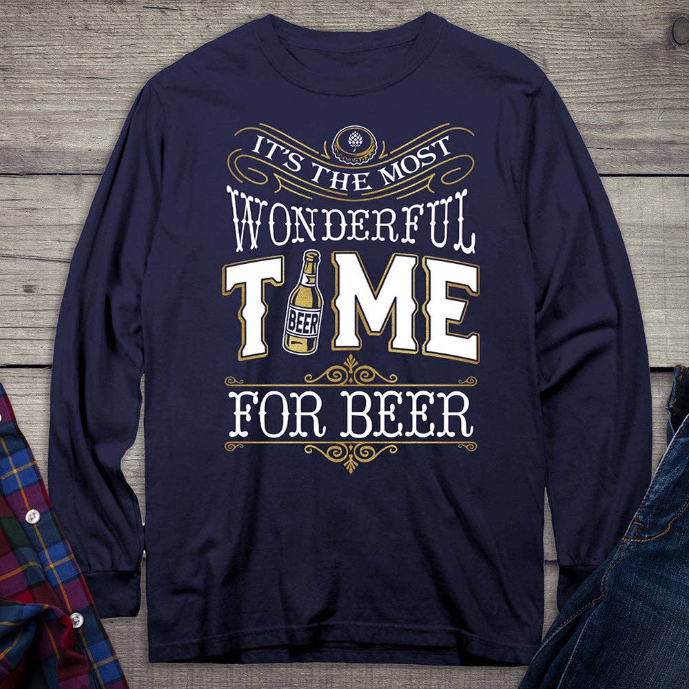 Artopia - Wholesale Screen Printed T-Shirt - Unisex - Wonderful Time For A Beer Metallic Long Sleeve Shirt4
