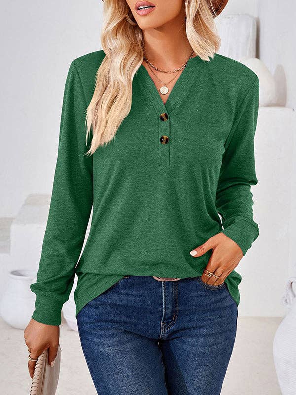 UZ Wholesale Store – Großhandel Tunika – Damen – Lose T-Shirts mit V-Ausschnitt und langen Ärmeln