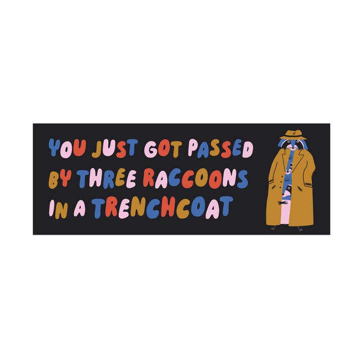 Bumper Sticker – Trenchcoat Raccoons for wholesale by Betiobca