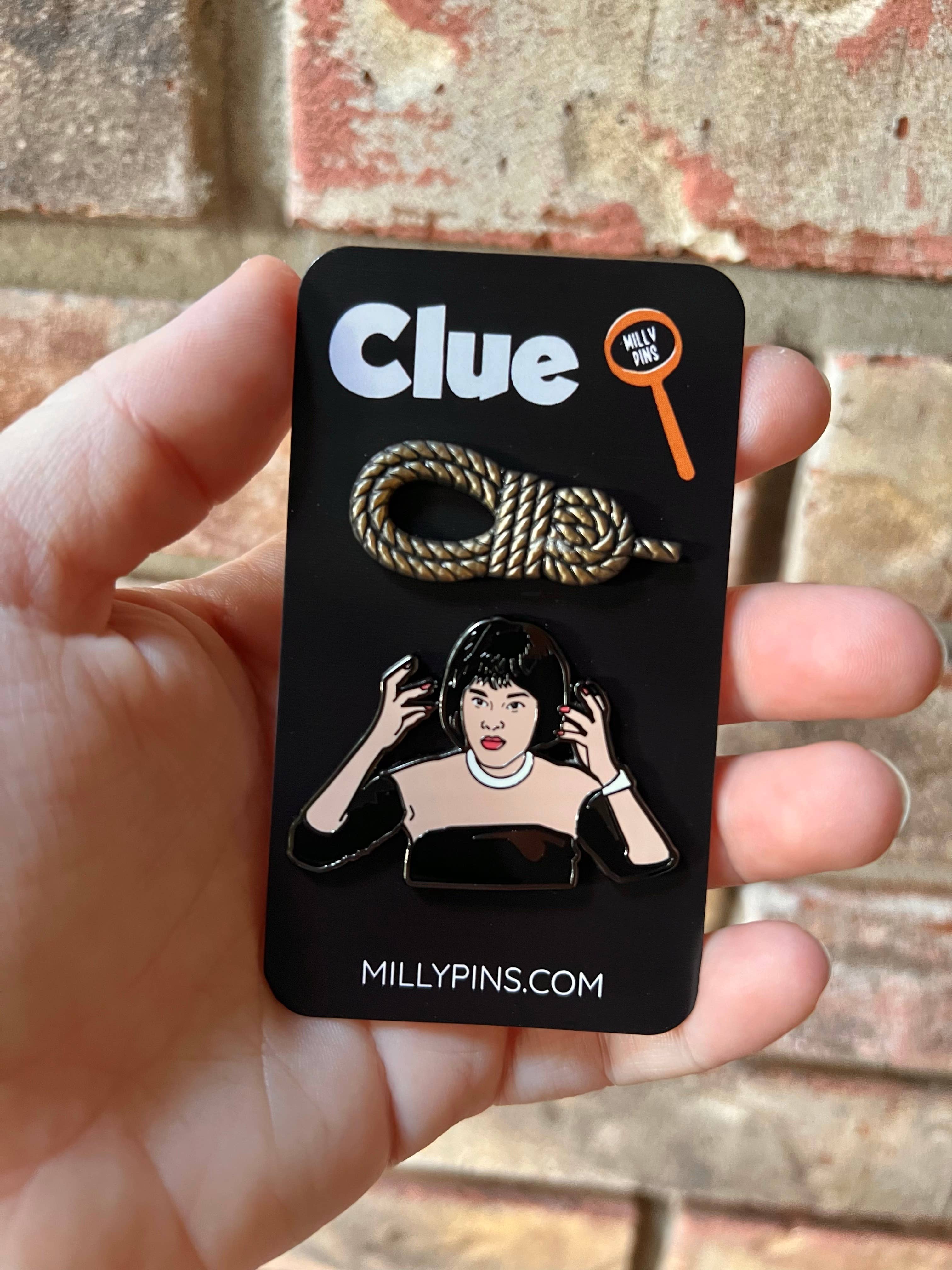 Millypins - Wholesale Lapel Pin/Button - Cult Classic “Clue” Horror Movie Pin Set - Mrs. White & Rope