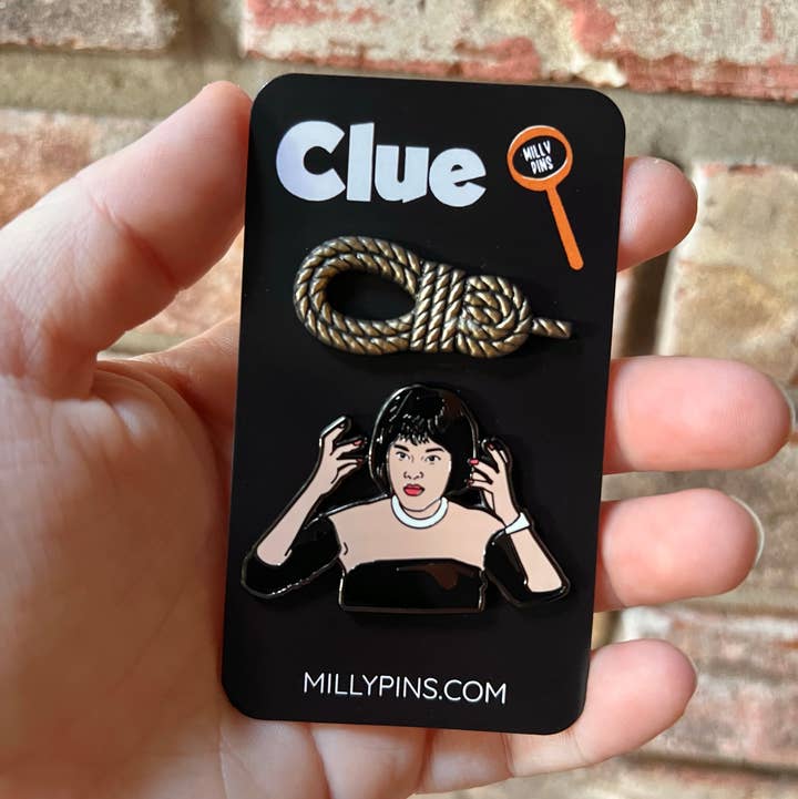 Millypins - Wholesale Lapel Pin/Button - Cult Classic “Clue” Horror Movie Pin Set - Mrs. White & Rope0