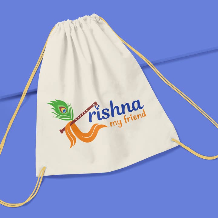 Krishna My Friend Ltd – wholesale Drawstring bag – kids – Kids Cotton Drawstring Bag or Backpack0