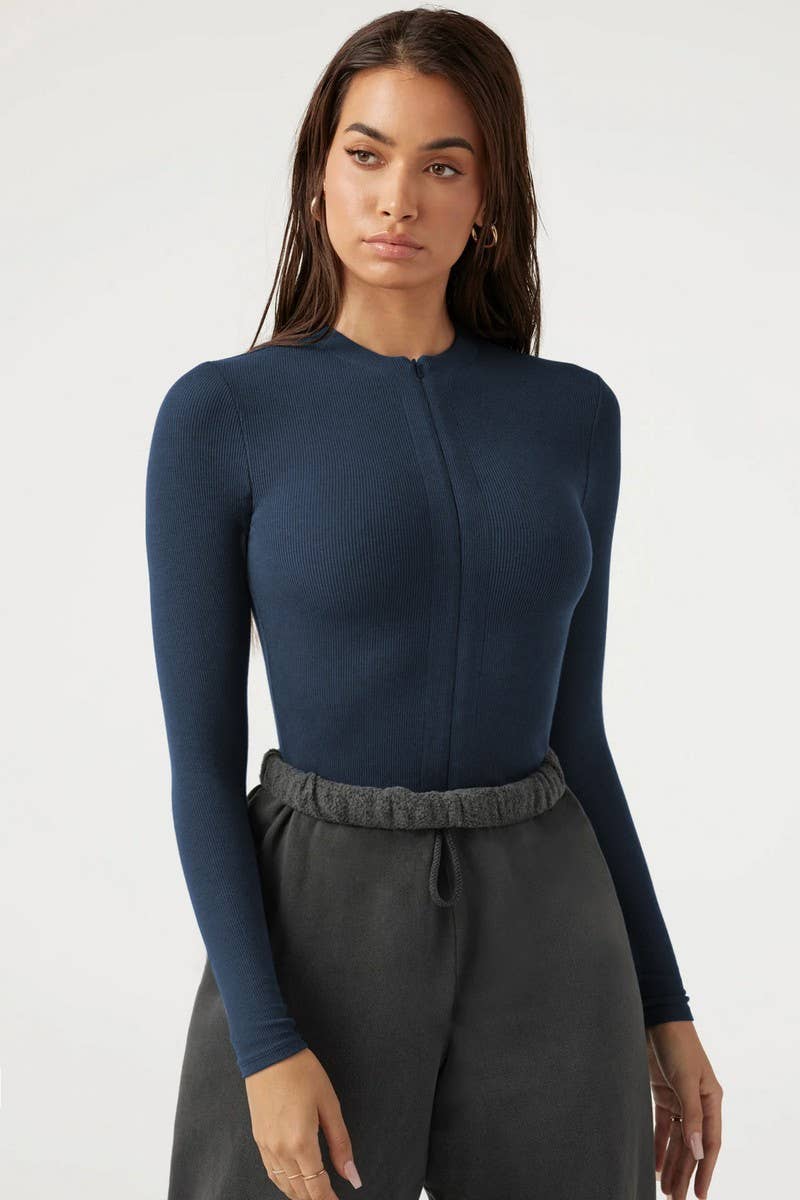 Lily Clothing - Vente Body – femme - HAUTS ZIPPÉS SEXY À MANCHES LONGUES, BODYSUITS_CWSBS011018