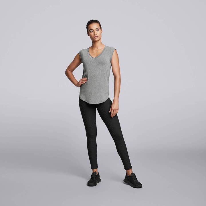 Dames t-shirt met V-hals - Grijs voor wholesale door HPE Activewear