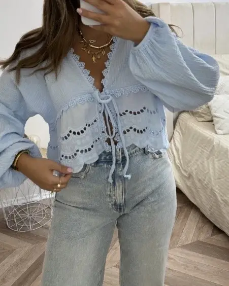 ESTEE BROWN - Wholesale Button Down Shirt - Women's - Cotton gauze top - 76424