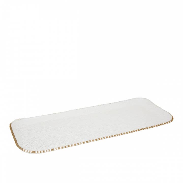 AULICA - Wholesale Serving Tray - Rectangular tray with gold edge in glass 37x15.5x2cm