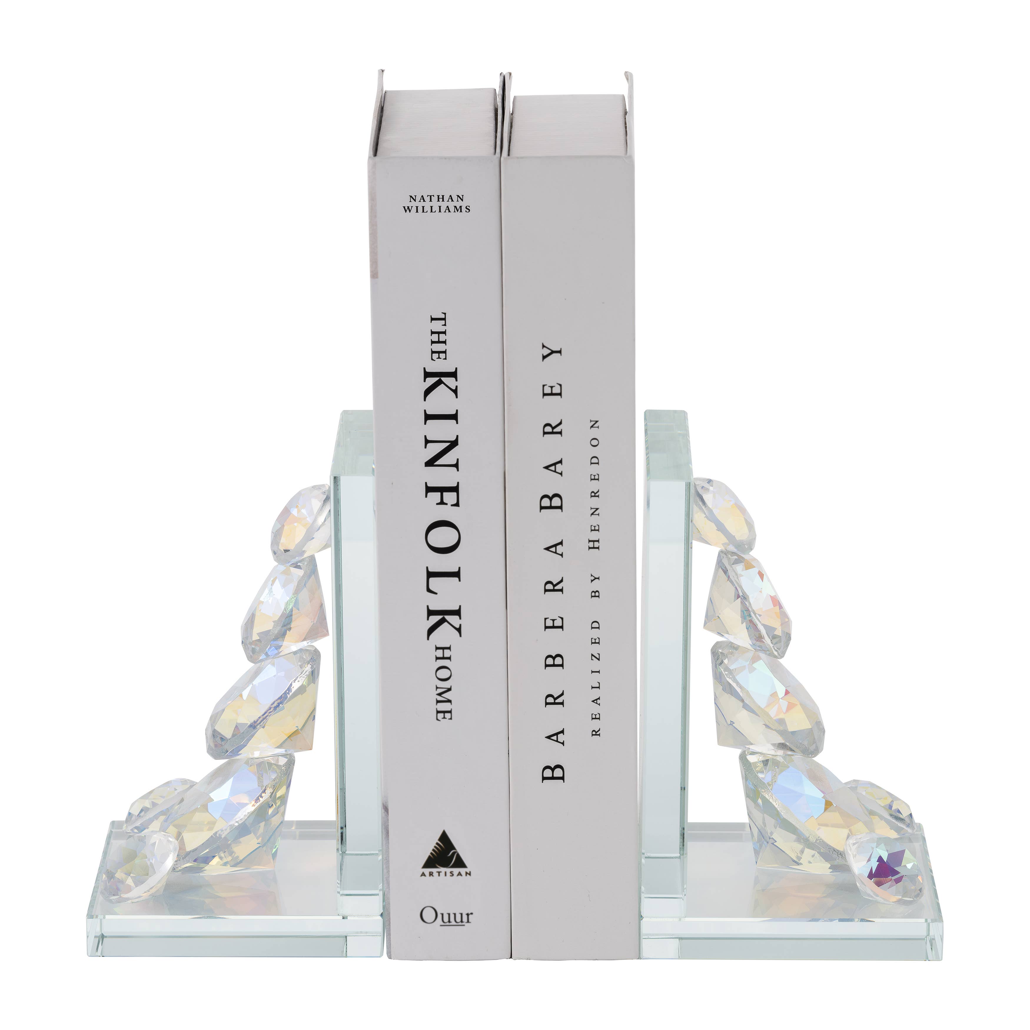 Sagebrook Home - Wholesale Bookend - Bookends Set of 2 - Clear Crystal Modern Diamond, 7 in.5