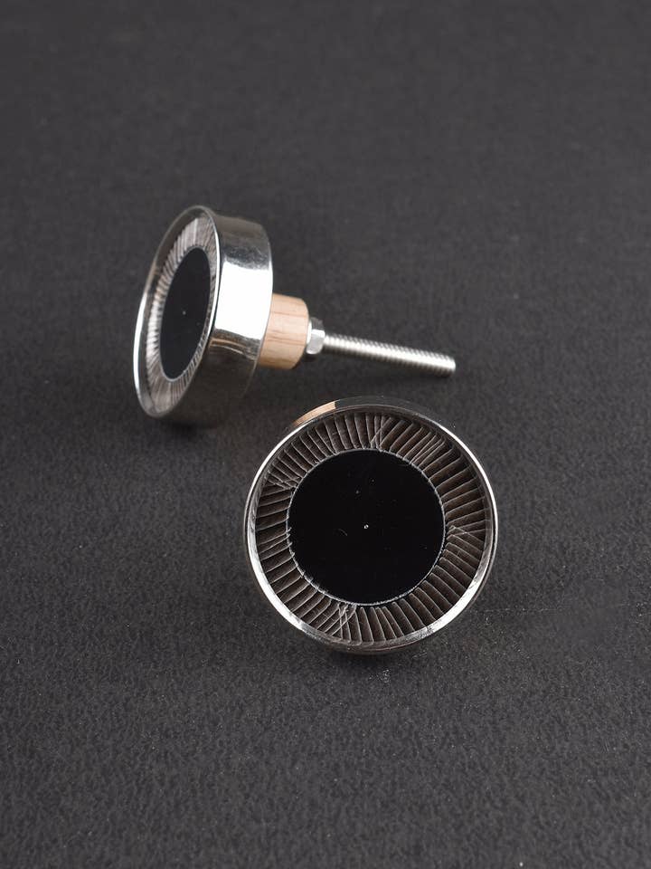 Unique Round Black Wooden Brass and Nickle Finish Drawer Knobs for wholesale by KNOBCO