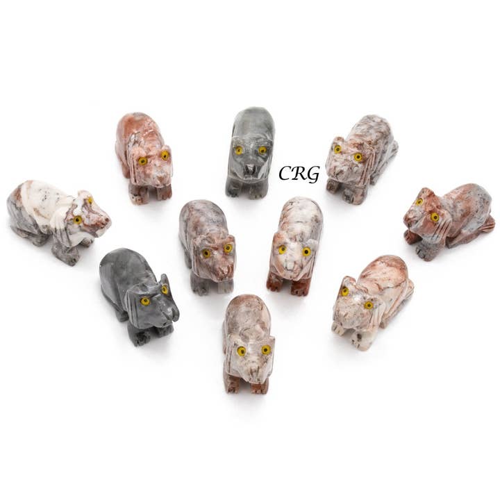 Soapstone Dogs (10 Pieces) Size 1.5 Inches Carved Standing Gemstone Crystal Animals for wholesale by Crystal River Gems LLC