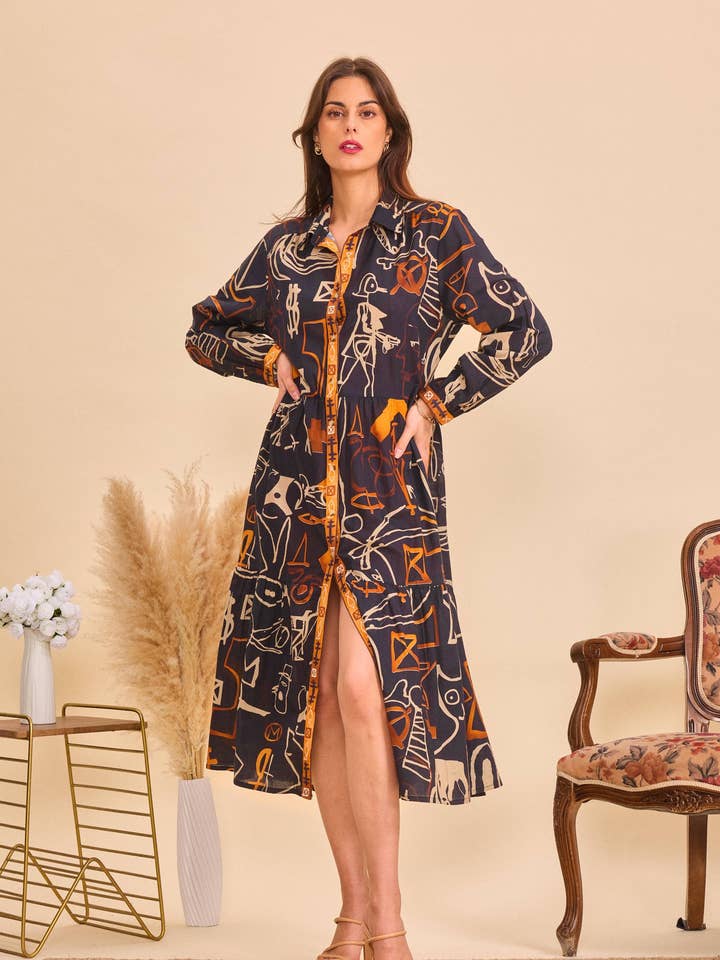 Robe mi-longue bohème en coton - Orice pour la vente par Orice
