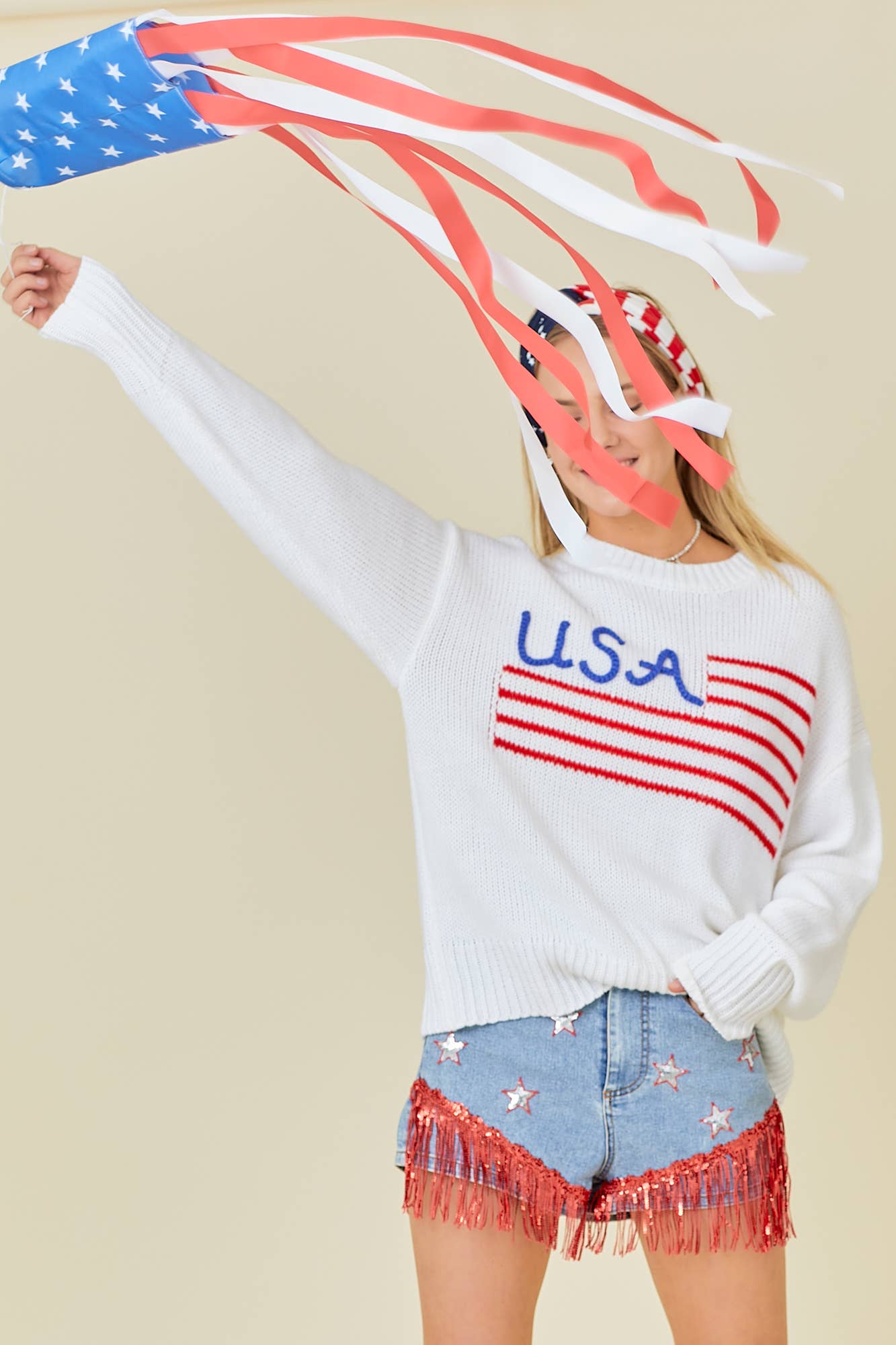 HVID USA amerikansk flag 4th of juli-trøje for engroshandel på Faire7