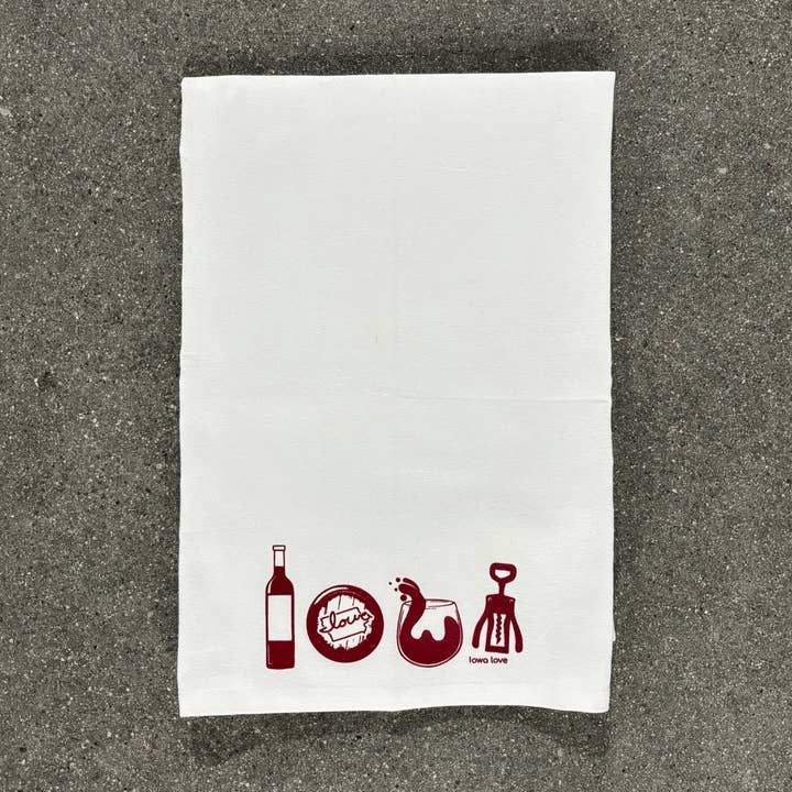"IOWA Wine" Tea Towel for wholesale by Wear.Love State T-Shirts