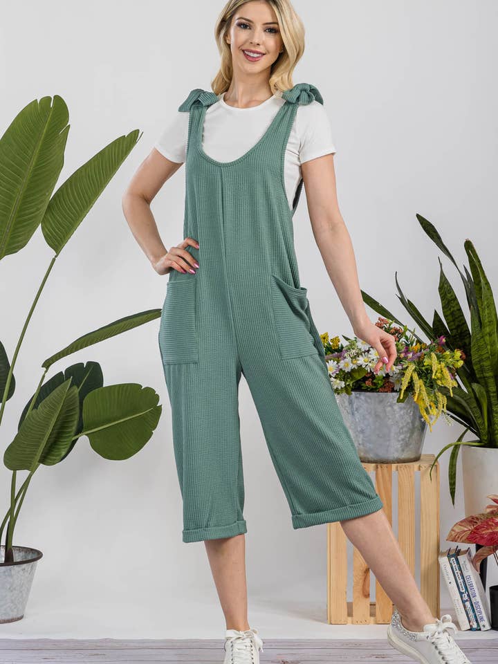 Celeste Clothing – Engroshandel Jumpsuit - Dame – CASUAL RIB CAPRI JUMPSUIT MED LOMMER -CP3387321